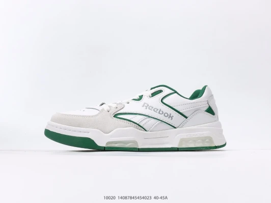 Reebok Sneakers White Green Suede Leather Chunky Sole