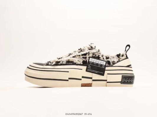xVESSEL Sneakers Black White Textured Lace-Up Platform CI2969-0012
