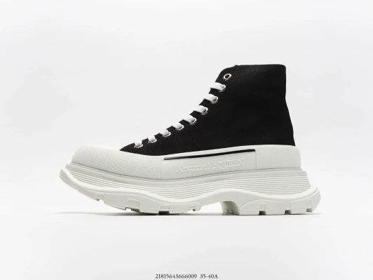 Alexander McQueen Canvas High Top Sneakers Black White