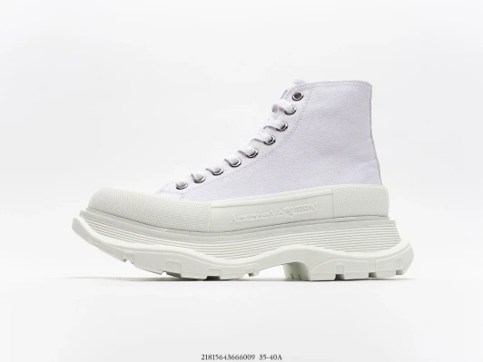 Alexander McQueen Canvas High Top Sneakers White Chunky Sole