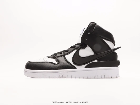 Nike High Top Sneakers Black White Leather CU7544-400