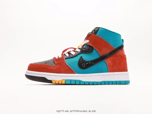 Nike SB Dunk High Top Suede Leather Teal Red FQ1775-400