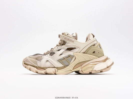 Balenciaga Track Sneakers Beige Leather and Mesh