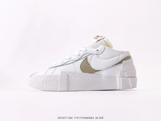 Nike Blazer Low White Tumbled Leather Deconstructed Sneakers