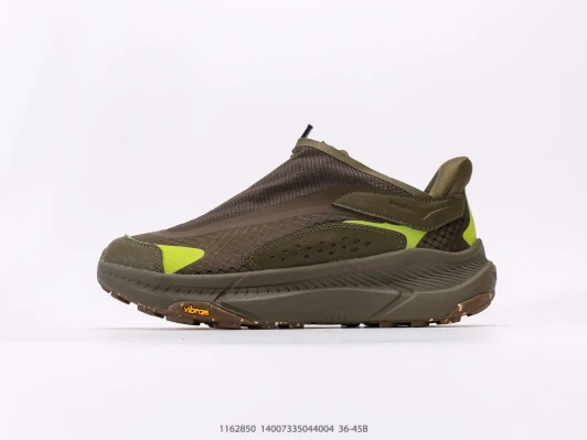 Hoka Athletic Shoes Olive Green Mesh Synthetic Vibram Sole