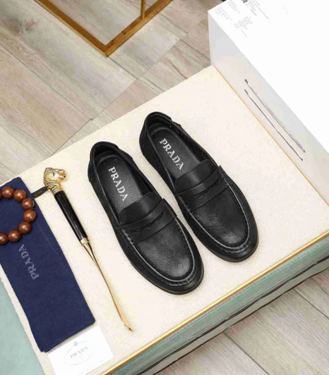 Prada Loafers Black Leather Penny Detail 2