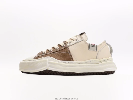 Maison Mihara Yasuhiro Sneakers Beige Canvas Leather Panel Chunky Sole BV0074-3003
