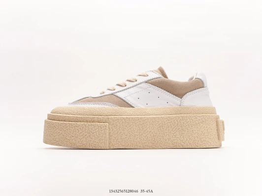 Platform Sneakers White Beige Leather Suede AO3108-001