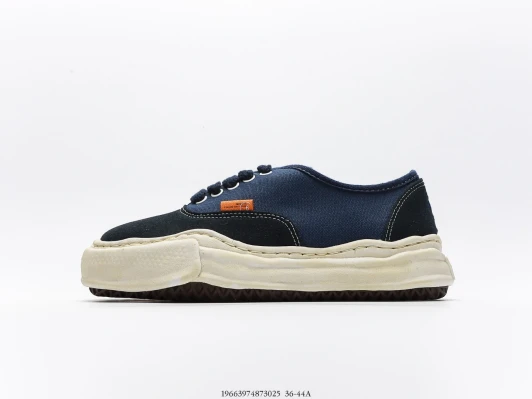 Maison Mihara Yasuhiro Canvas And Suede Low Top Sneakers Navy Orange Label FZ3055-0013