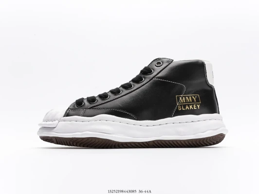Maison Mihara Yasuhiro Blakey High Top Sneakers Black Leather Chunky Sole DM8968-1013