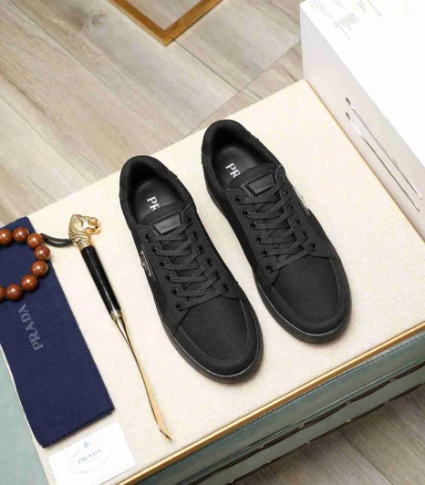 Prada Low Top Sneakers Black Canvas Rubber