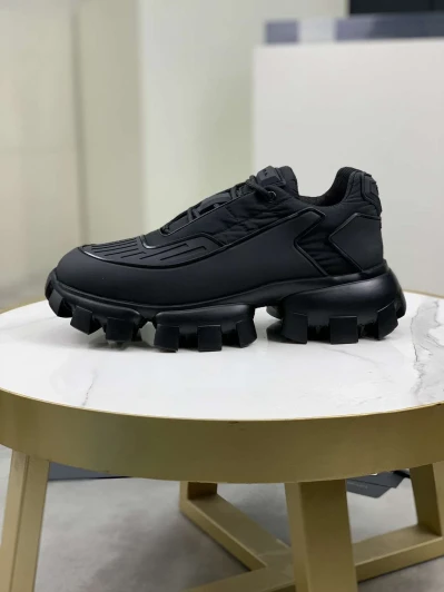 Prada Black Nylon And Rubber Monolith Sneakers