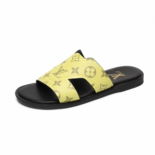 Louis Vuitton Slides Yellow Monogram Leather Slip-On