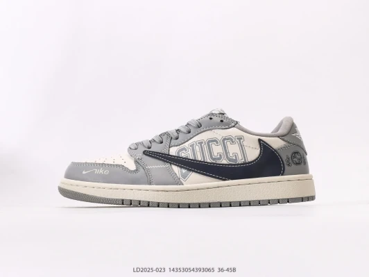 Nike Air Jordan 1 Low Grey White Leather Sneakers LD2025-023