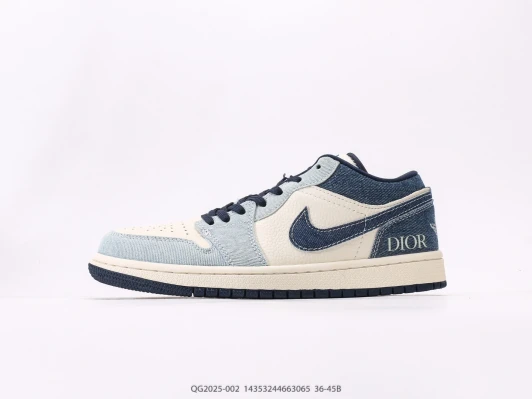 Air Jordan 1 Low Denim & Leather Sneakers Light Blue QG2025-002
