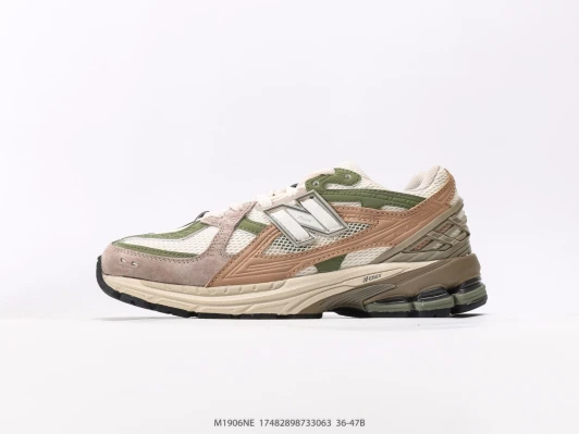 New Balance Sneakers Khaki Green Suede Mesh Running Shoes M1906NE