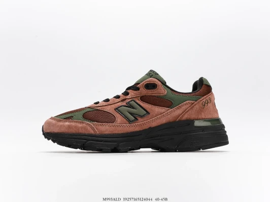 New Balance 993 ALD Suede Mesh Sneakers Brown Green