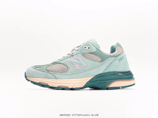 New Balance 993 Sneakers Teal Suede Pink Logo