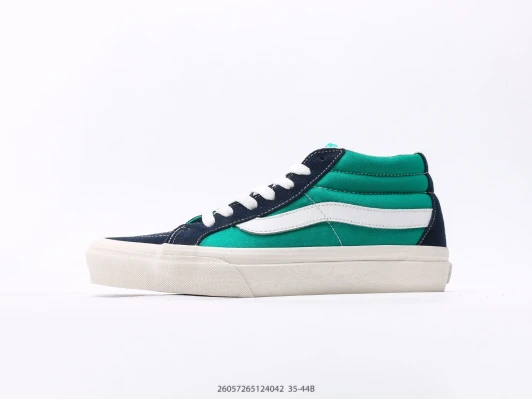 Vans Sk8-Hi Sneakers Green Suede Canvas Contrast Side Stripe