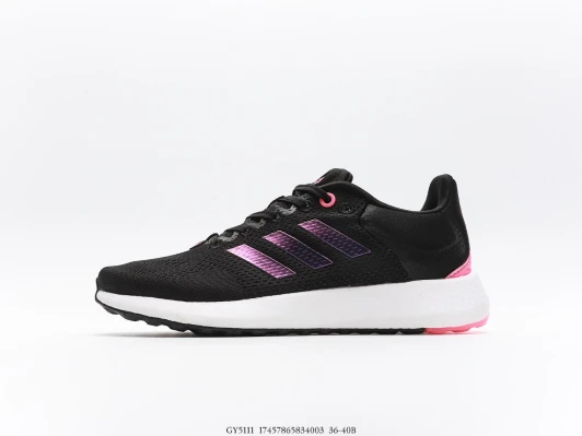 Adidas Running Shoes Black Pink Metallic Stripes GY5111