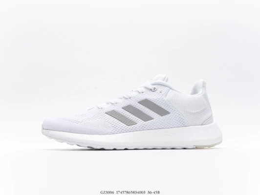 Adidas Running Shoes White Mesh Three Stripe Trainers GZ3006
