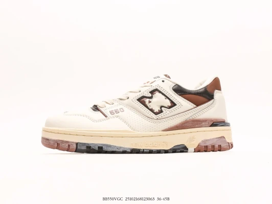 New Balance 550 Cream Brown Leather Low Top Sneakers BB550VGC