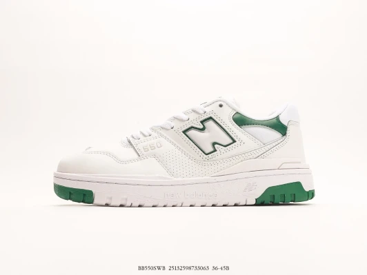 New Balance 550 White Green Leather Sneakers BB550SWB
