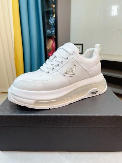 Prada Leather Sneakers White Chunky Sole Logo