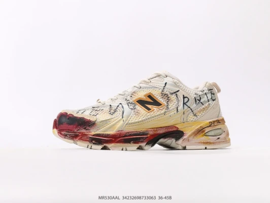 New Balance 530 Sneakers Cream Red Yellow Artistic Paint Drip MR530AAL