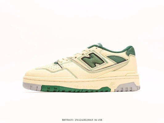 New Balance 550 Cream Green Leather Low Top Sneakers BB550AY1
