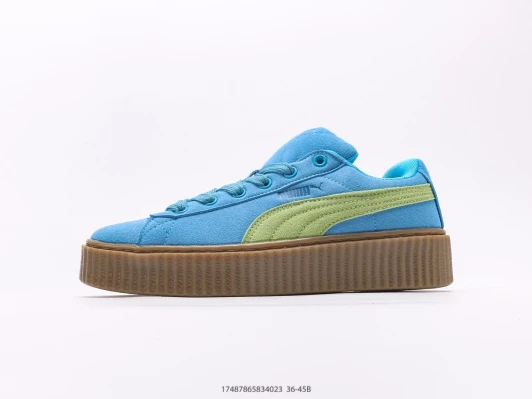 Puma Creeper Suede Sneakers Blue Lime Green Platform Sole