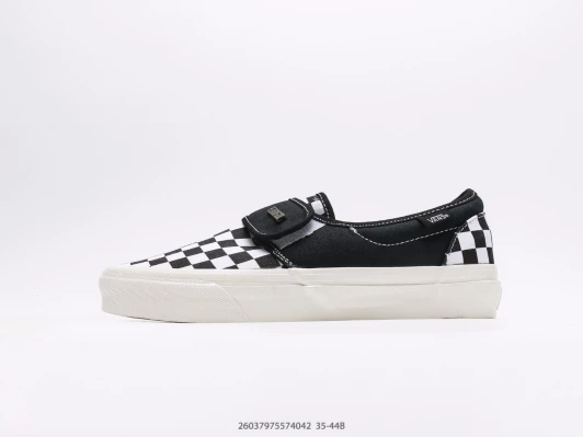 Vans Checkerboard Slip-On Sneakers Black White Hook-And-Loop