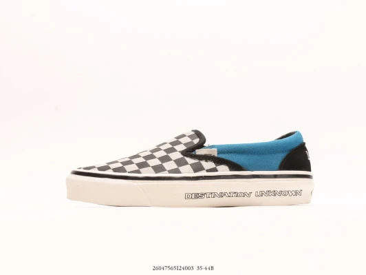 Vans Slip-On Checkerboard Blue Suede Canvas Sneakers