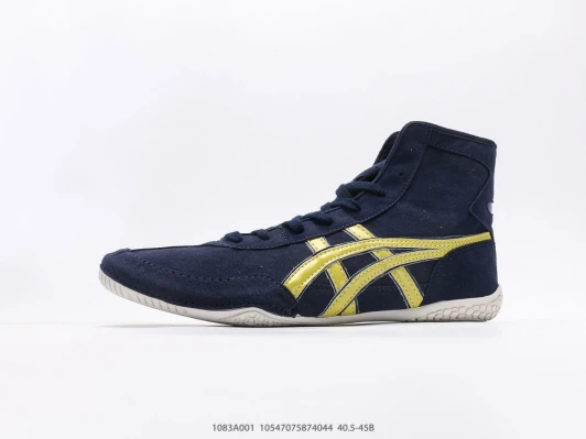 Asics Onitsuka Tiger Wrestling Shoes Navy Gold Suede High-Top