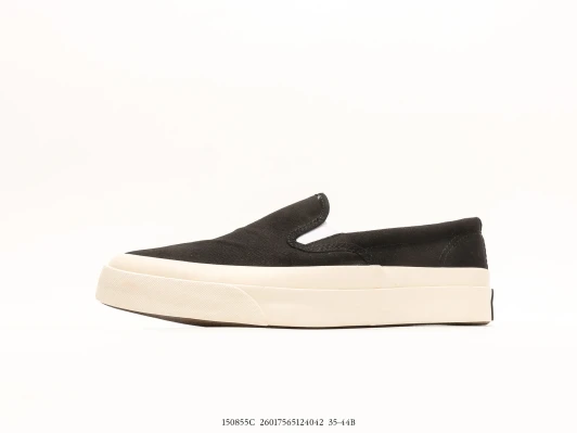 Canvas Slip-On Sneakers Black White Platform