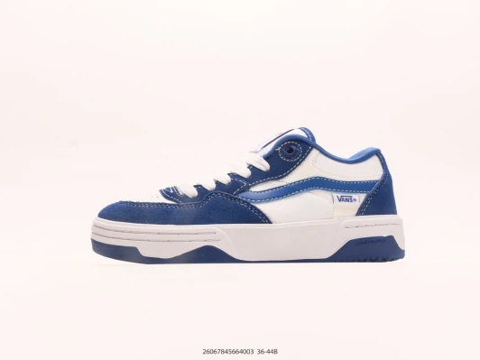 Vans Skate Shoes Blue Suede Leather White Contrast Stitching