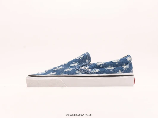 Vans Slip-On Shoes Blue Distressed Denim