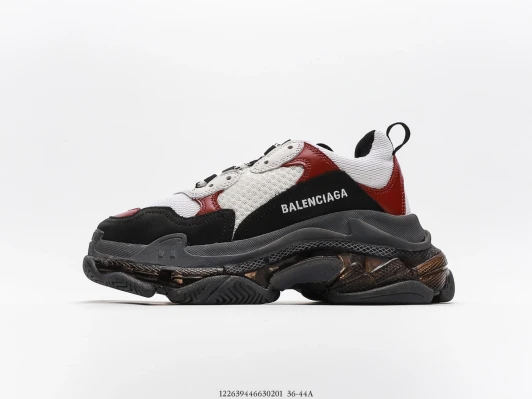 Balenciaga Triple S Sneakers Black Red White Leather Mesh AO3108-0063
