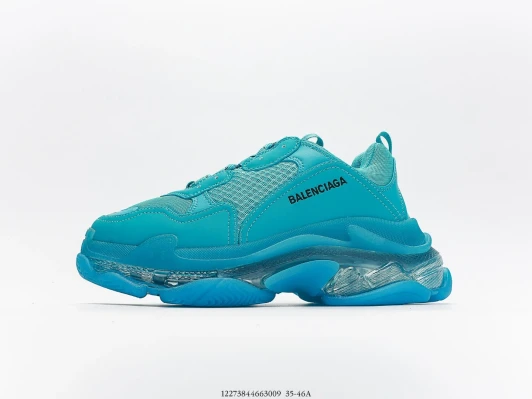 Balenciaga Triple S Sneakers Teal Leather Mesh Translucent Sole