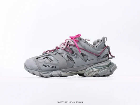 Balenciaga Track Sneakers Grey Pink Lace Up Mesh Rubber BV0074-0184