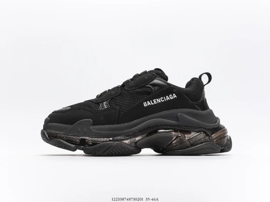Balenciaga Triple S Sneakers Black Leather LB5724