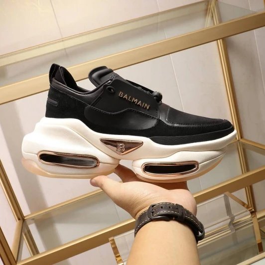 Balmain Black Leather Chunky Sole Sneakers