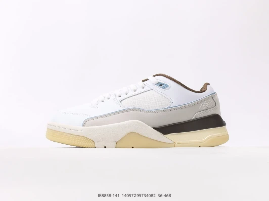 Jordan Sneakers White Light Grey Brown Leather Suede Trim IB8858-141