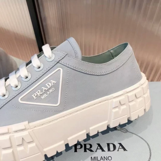 Prada Sneakers Light Blue Canvas Platform Chunky Sole