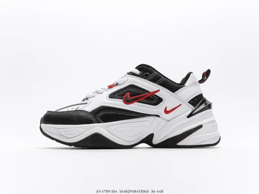 Nike M2K Tekno White Black Red Leather Chunky Sneakers AV4789-104