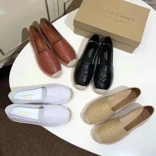 Burberry Espadrilles Brown Leather Embossed