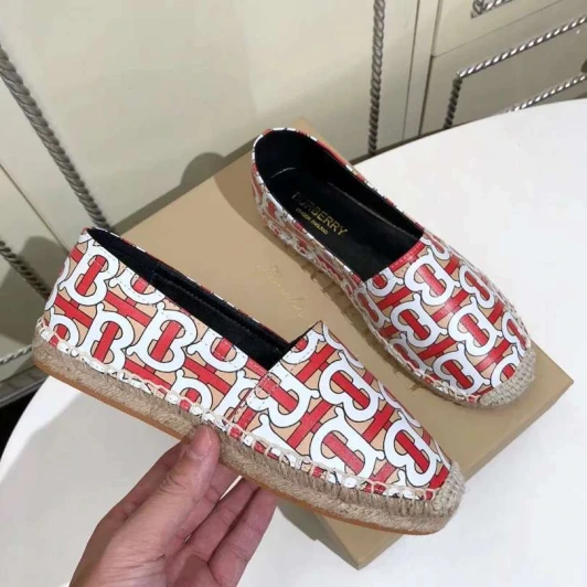Burberry Espadrilles Red Monogram Cotton
