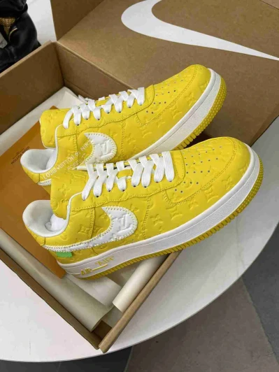 Louis Vuitton Air Force 1 Yellow Monogram Leather Low Top Sneakers