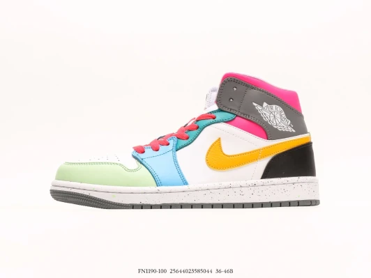 Jordan Mid Top Sneakers White Multi-Color Leather FN1190-100