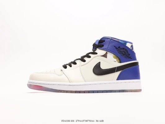 Jordan 1 Mid Multi-Color Floral Print Leather Mid-Top Sneakers